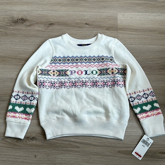 Fair Isle Logo Fleece Sweatshirt girl size 7 - Picture 1 of 8